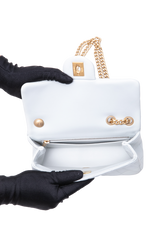 CHANEL RECTANGLE MINI LAMBSKIN SHINY LIGHT GRAY AND CHAIN GOLD