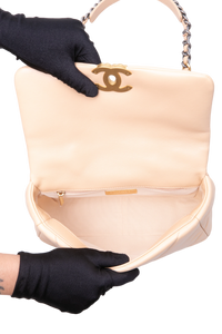 CHANEL 19 SMALL FLAP BAG LAMBSKIN CREAM 2025