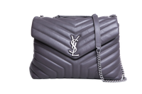 YSL LOULOU MEDIUM CHEVRON GRAY