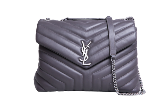 YSL LOULOU MEDIUM CHEVRON GRAY