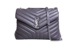 YSL LOULOU MEDIUM CHEVRON GRAY