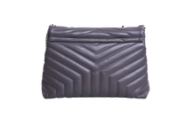 YSL LOULOU MEDIUM CHEVRON GRAY