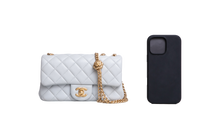 CHANEL RECTANGLE MINI LAMBSKIN SHINY LIGHT GRAY AND CHAIN GOLD