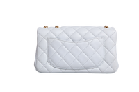 CHANEL RECTANGLE MINI LAMBSKIN SHINY LIGHT GRAY AND CHAIN GOLD