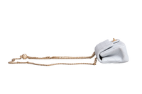 CHANEL RECTANGLE MINI LAMBSKIN SHINY LIGHT GRAY AND CHAIN GOLD