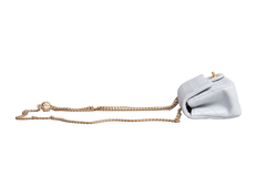 CHANEL RECTANGLE MINI LAMBSKIN SHINY LIGHT GRAY AND CHAIN GOLD