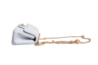 CHANEL RECTANGLE MINI LAMBSKIN SHINY LIGHT GRAY AND CHAIN GOLD