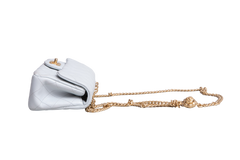 CHANEL RECTANGLE MINI LAMBSKIN SHINY LIGHT GRAY AND CHAIN GOLD