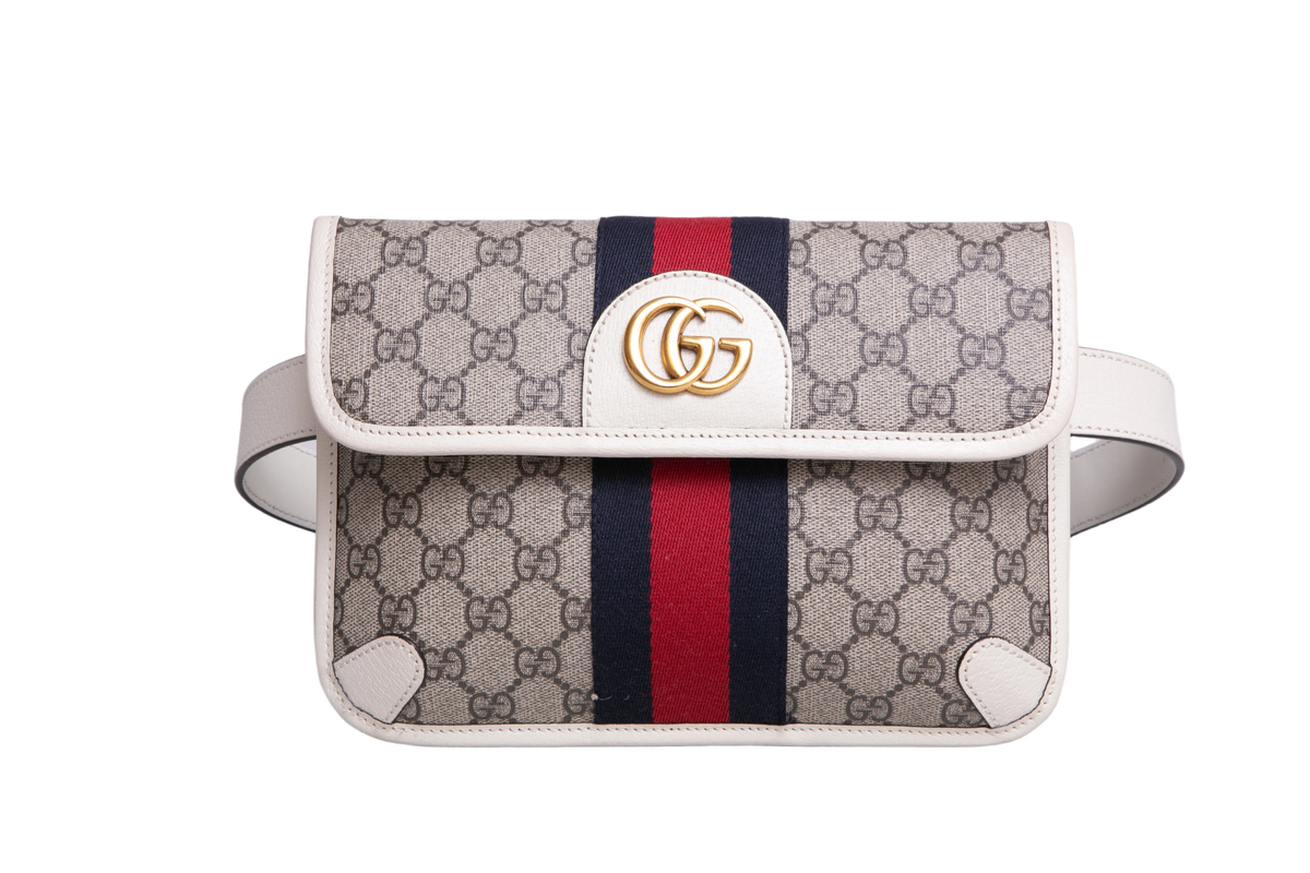 GUCCI BELT BAG OPHIDIA WEB CANVAS GG SUPREME OFF WHITE