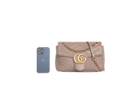 GUCCI GG MARMONT FLAP MEDIUM TAN BEIGE