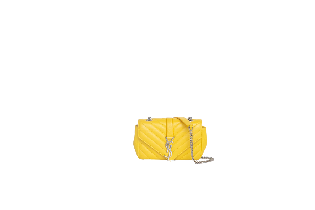 YSL CLASSIC BABY COLLEGE FLAP CHEVRON YELLOW