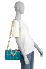 BOTTEGA PADDED CASSETTE BAG BLUE TIFFANY