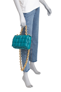 BOTTEGA PADDED CASSETTE BAG BLUE TIFFANY