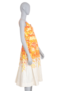 ZIMMERMANN MIDI DRESS HIGH TIDE PICNIC LINEN ORANGE