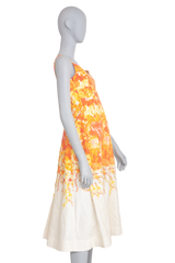 ZIMMERMANN MIDI DRESS HIGH TIDE PICNIC LINEN ORANGE