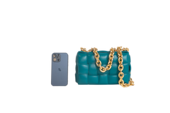BOTTEGA PADDED CASSETTE BAG BLUE TIFFANY