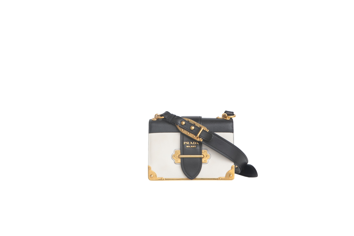 PRADA CAHIER CITY CALF BLACK & WHITE