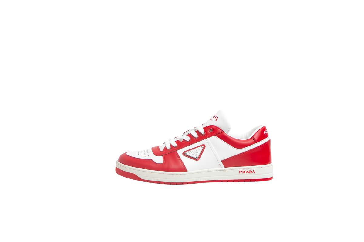 PRADA SNEAKER DOWNTOWN RED & WHITE LOGO MENS - 43 BR