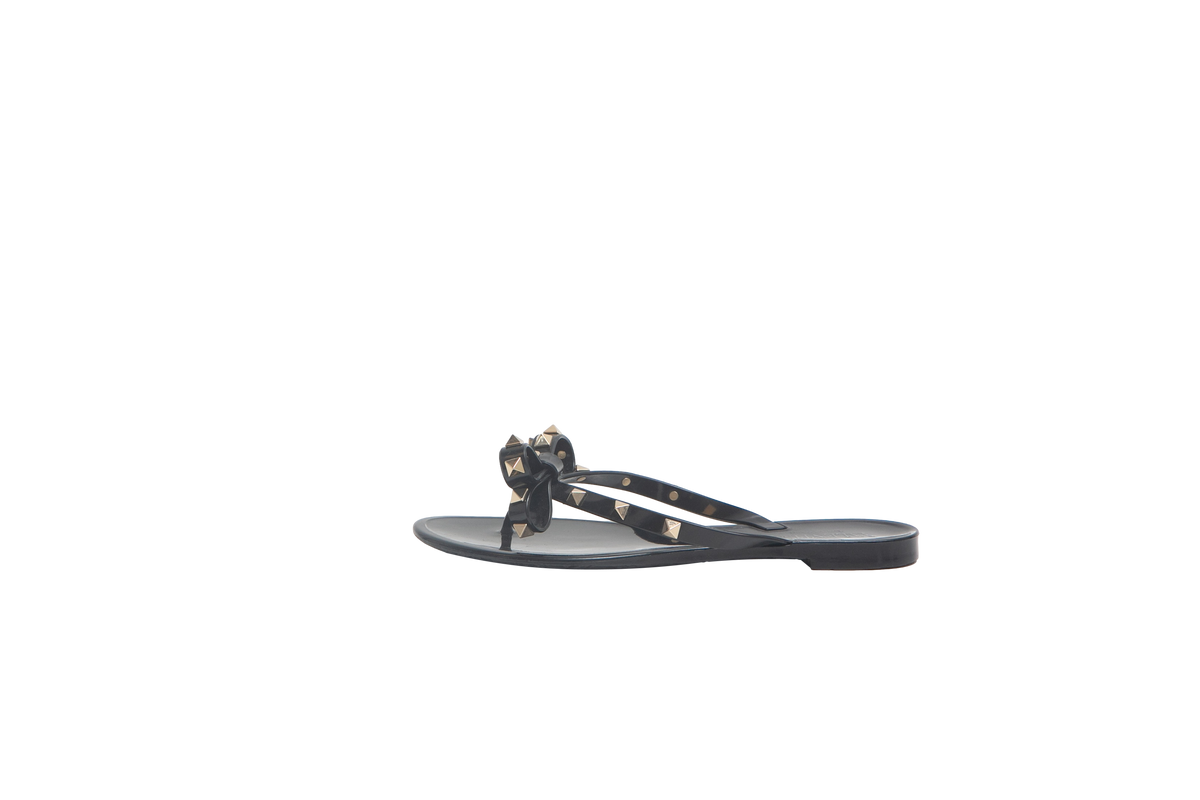 VALENTINO SANDAL JELLY RUBBER THONG BLACK - 35 BR