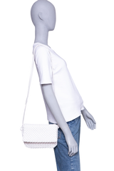 BOTTEGA COBBLE MESSENGER NAPPA INTRECCIATO WHITE