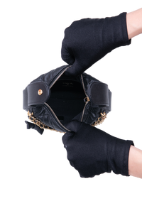 CHANEL QUILTED HALF MOON BLK CAVIAR GOLD