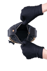 CHANEL QUILTED HALF MOON BLK CAVIAR GOLD