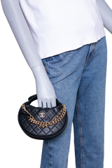 CHANEL QUILTED HALF MOON BLK CAVIAR GOLD
