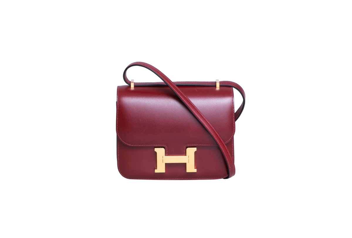 HERMÈS CONSTANCE 18 MIROIR VEAU BOX ROUGE H - GOLD HDWR