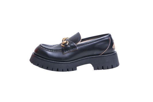 GUCCI LOAFER HORSEBIT LUG SOLE BLACK - 36 1/2 BR
