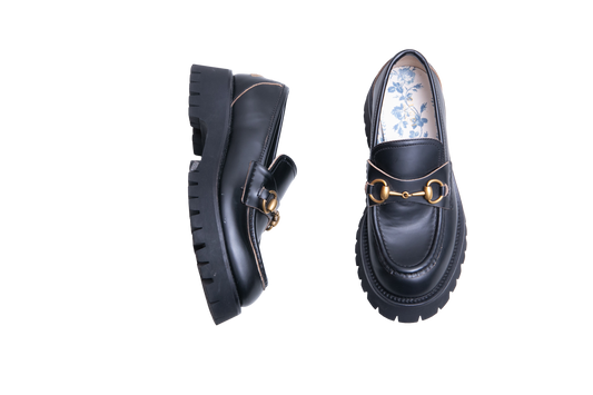 GUCCI LOAFER HORSEBIT LUG SOLE BLACK - 36 1/2 BR