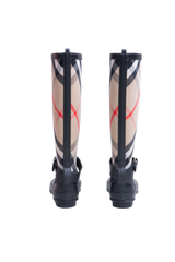 BURBERRY RUBBER BOOT WITH VINTAGE CHECK UPPER BLACK ARCHIVE BEIGE - 35 BR