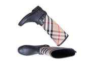 BURBERRY RUBBER BOOT WITH VINTAGE CHECK UPPER BLACK ARCHIVE BEIGE - 35 BR
