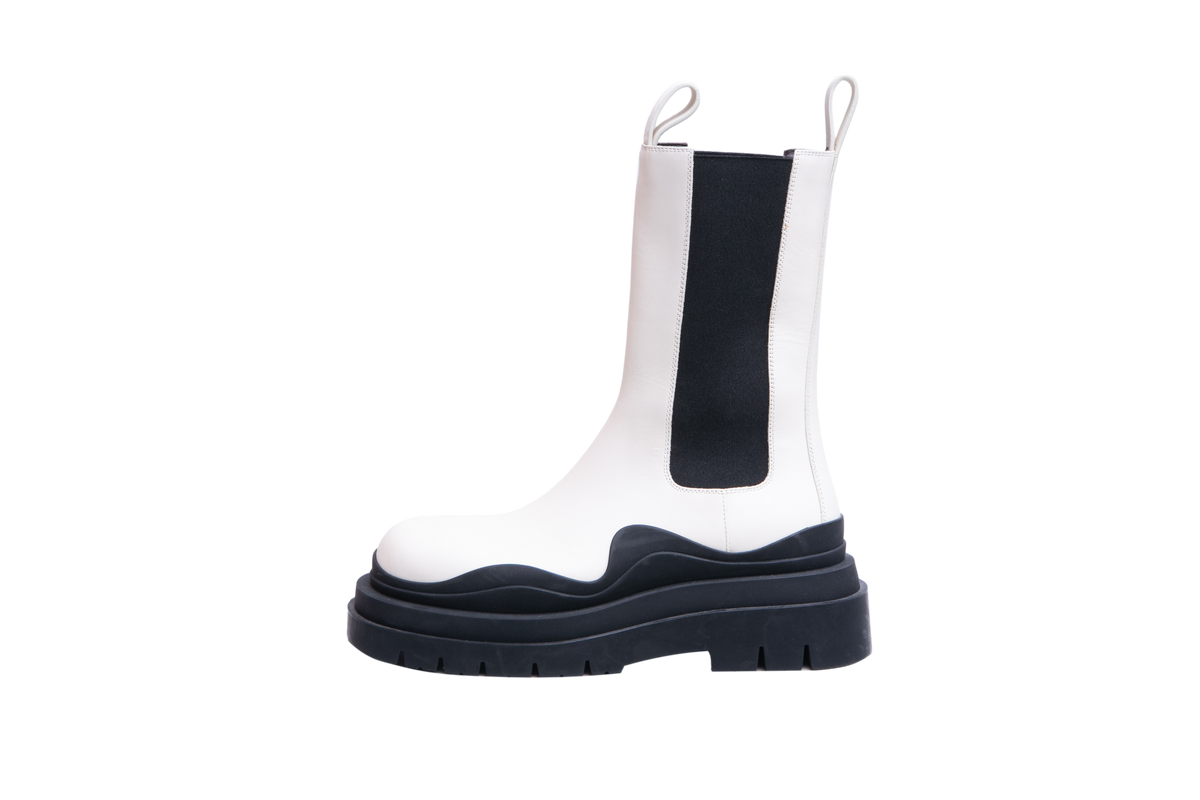 BOTTEGA BOOTS TIRE CHELSEA OFF-WHITE/BLACK - 36 BR