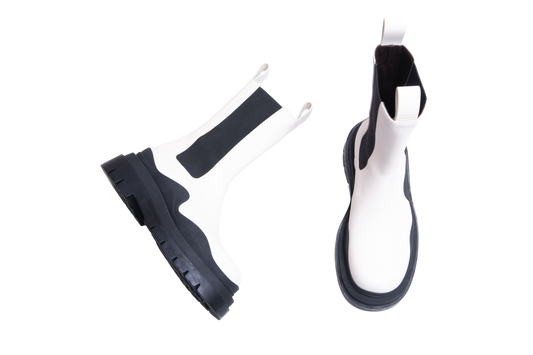 BOTTEGA BOOTS TIRE CHELSEA OFF-WHITE/BLACK - 36 BR