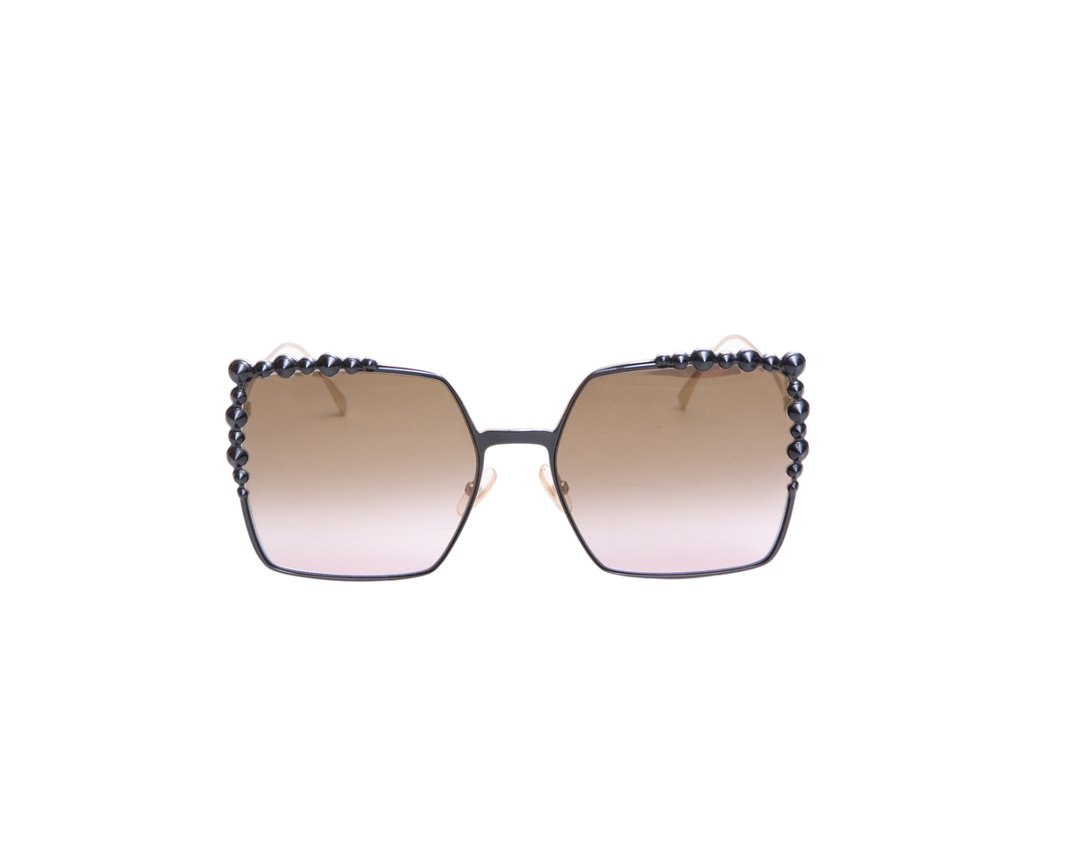 FENDI STUDDED SQUARE METAL GOLD/BLACK