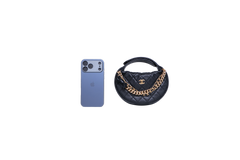 CHANEL QUILTED HALF MOON BLK CAVIAR GOLD