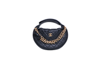 CHANEL QUILTED HALF MOON BLK CAVIAR GOLD
