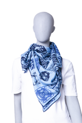 HERMÈS CARRÉ H 100% CASHMERE TOUTOCIZO BLEU LAC/MARINE/INDIGO