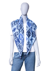 HERMÈS CARRÉ H 100% CASHMERE TOUTOCIZO BLEU LAC/MARINE/INDIGO