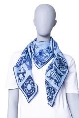 HERMÈS CARRÉ H 100% CASHMERE TOUTOCIZO BLEU LAC/MARINE/INDIGO