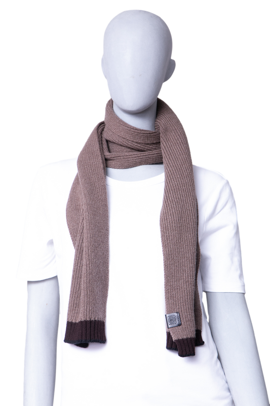LOEWE SCARF WOOL RIBBED BROWN/DARK BROWN