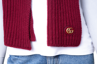 GUCCI SCARF WOOL CASHMERE WITH DOUBLE G BURGUNDY