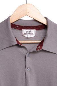 HERMÈS POLO-SHIRT WOOL GREY