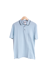 HERMÈS POLO MANCHES COURTES 2V BLEU GIVRE ME