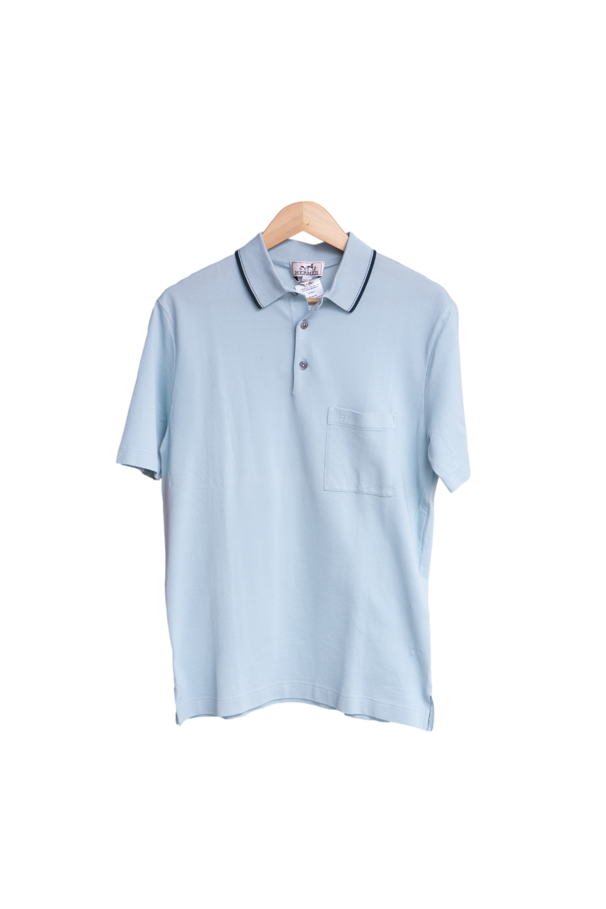 HERMÈS POLO MANCHES COURTES 2V BLEU GIVRE ME