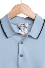 HERMÈS POLO MANCHES COURTES 2V BLEU GIVRE ME