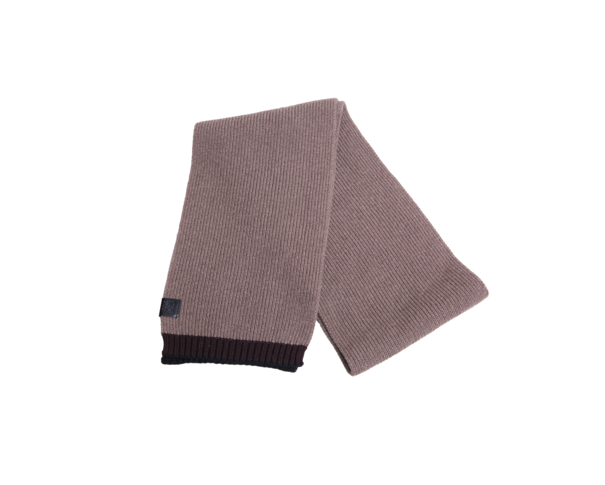 LOEWE SCARF WOOL RIBBED BROWN/DARK BROWN