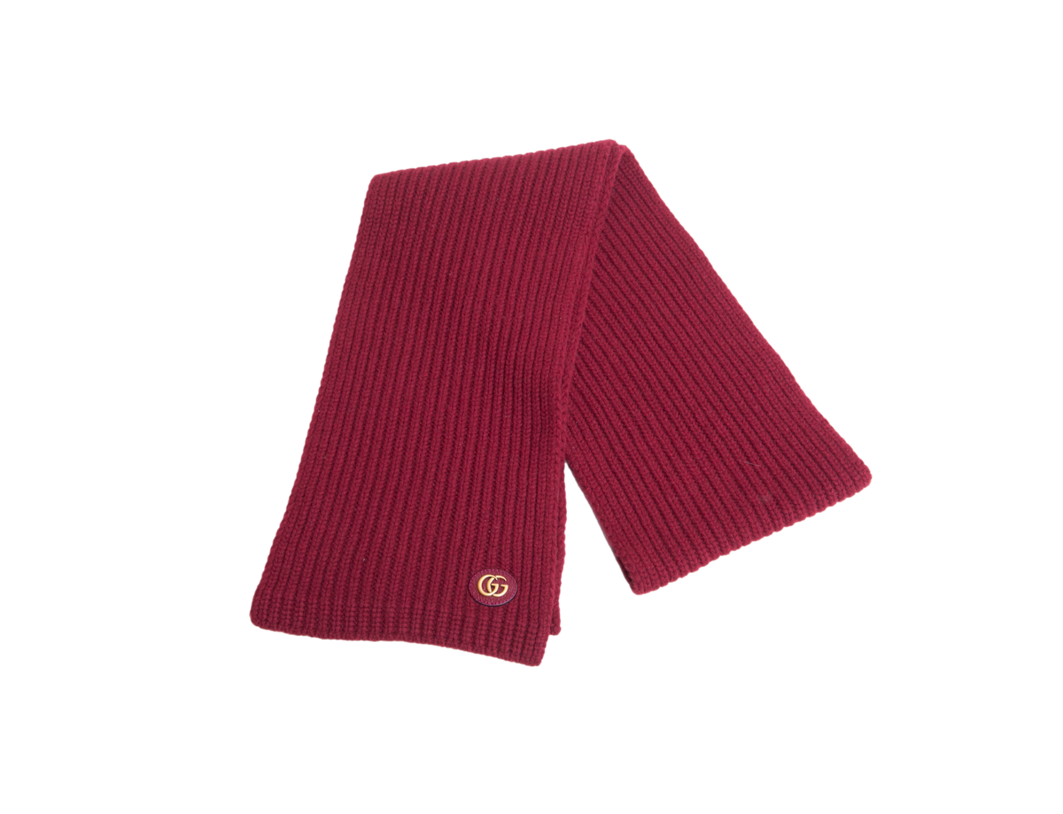 GUCCI SCARF WOOL CASHMERE WITH DOUBLE G BURGUNDY