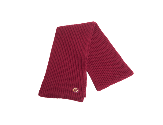 GUCCI SCARF WOOL CASHMERE WITH DOUBLE G BURGUNDY