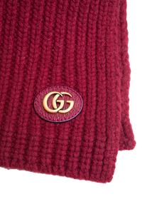 GUCCI SCARF WOOL CASHMERE WITH DOUBLE G BURGUNDY